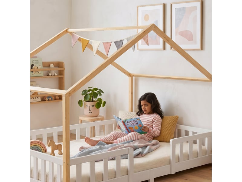  Lit d'enfant en forme de maison treviolo 120 x 200 cm bois de pin blanc naturel [en.casa] Treviolo - Conforama C