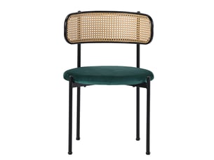 Lot de 4 chaises de salle à manger en velours vert, pieds en métal