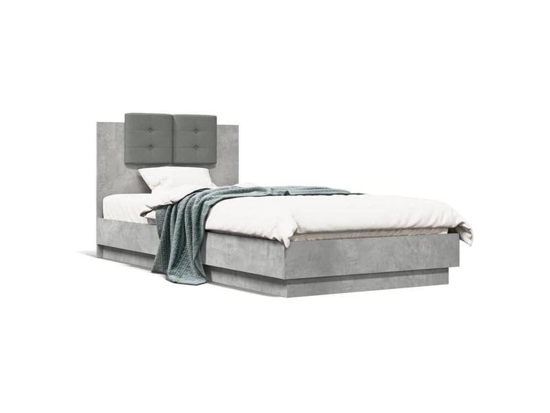  Lit simple- lit adulte -  cadre de lit sans matelas gris béton 100x200 cm  - Conforama A
