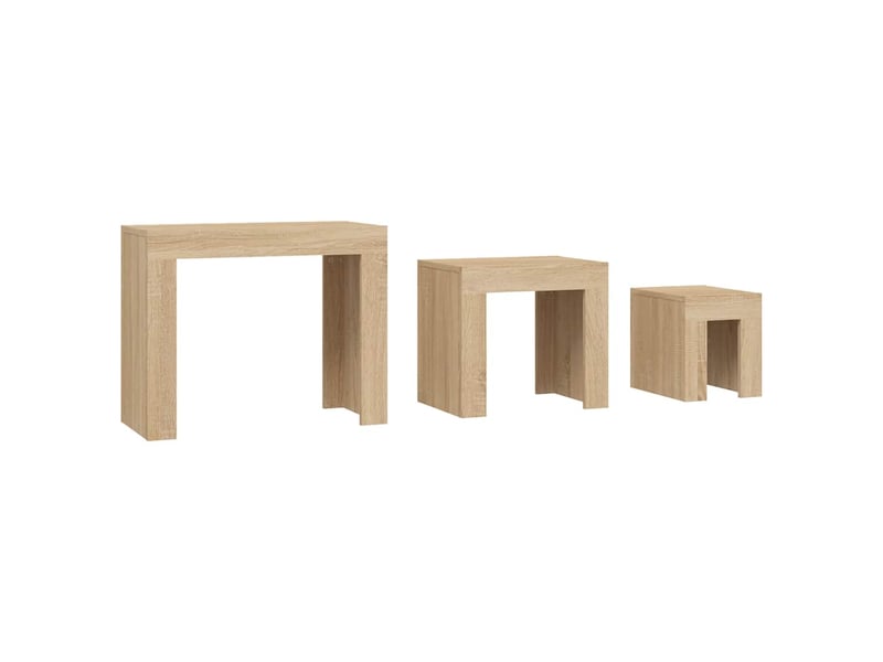  Tables basses gigognes 3 pcs | table de salon chêne sonoma bois d'ingénierie  - Conforama C