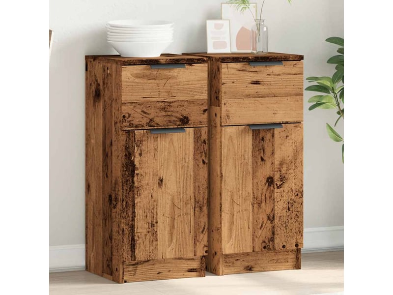  Buffets 2 pcs - bahut - meuble de rangement vieux bois 30x30x70 cm bois d'ingénierie  - Conforama B