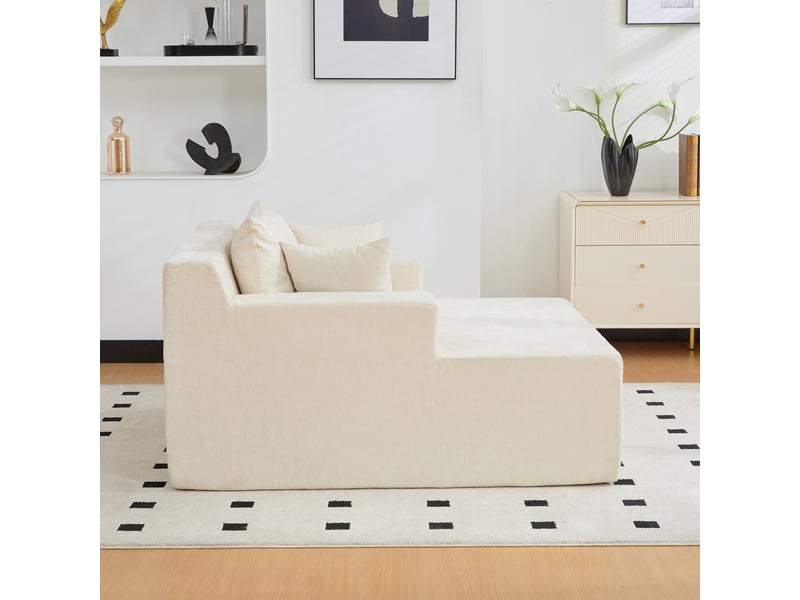  Canapé modulable en chenille – mousse haute résilience 30d – base antidérapante – beige  - Conforama E