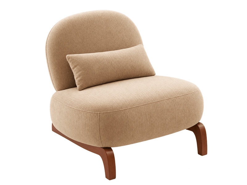 Fauteuil d’appoint sans accoudoirs en velours, pieds en bois massif, coussin moelleux, confortable - Conforama A