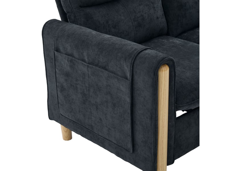 Canapé en u 4 places en chenille noire avec 2 poufs et rangement intégré sous assise - Conforama W