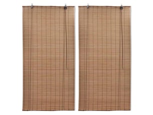 Lot de 2 stores enrouleur, stores roulants en bambou 80x160 cm marron cf48957