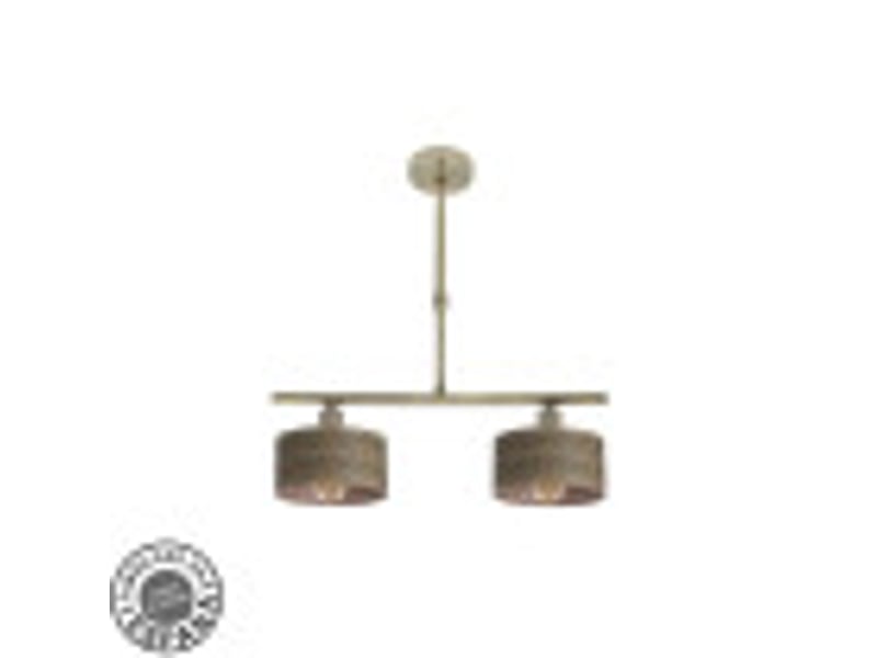  Lampe de plafond fabrilamp gilda cuirbois foncé 2 x e14 hauteur réglable 39-56 cm 43x14 cm 190352084 - Conforama B
