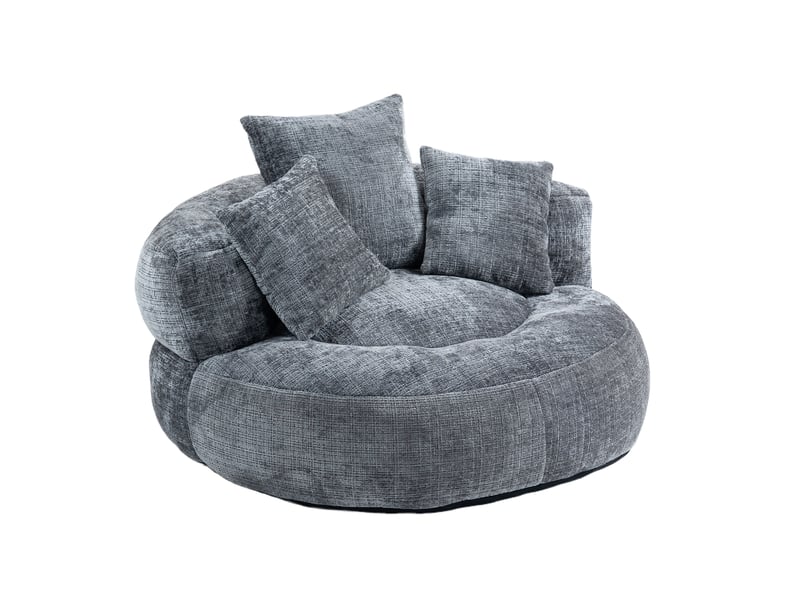  Fauteuil poire lounge chenille gris avec coussins confort intérieur extérieur  - Conforama E