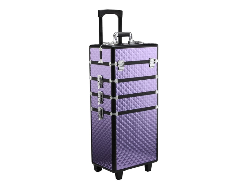 Trousse de maquillage professionnelle, trolley de voyage en aluminium, 2 roues, violet 33,5 x 23 x 7695,5 cm - Conforama B