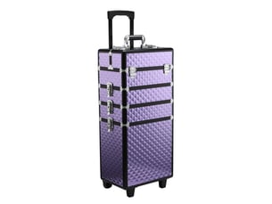 Trousse de maquillage professionnelle, trolley de voyage en aluminium, 2 roues, violet 33,5 x 23 x 7695,5 cm