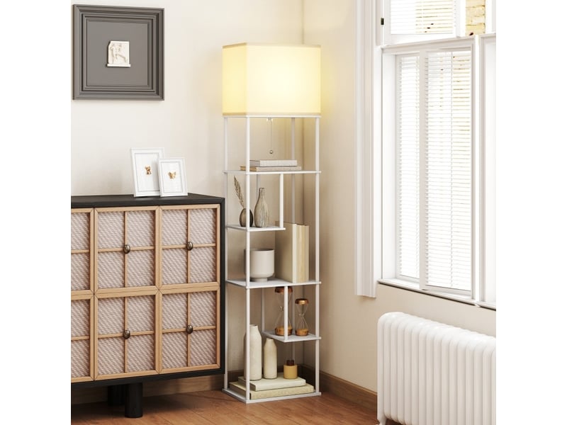  Lampadaire avec rangements 40x29x171 cm réglable bois blanc  - Conforama E