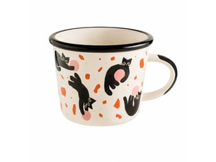 Mug en céramique, chat jouant avec une balle, noir, 320 ml