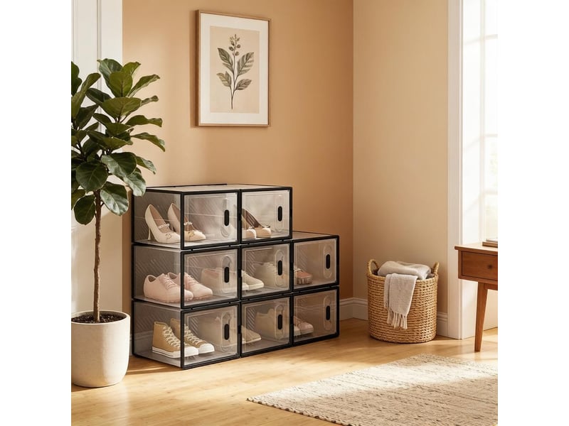 Boîtes rangement modèle modular, 8 pièces empilables, chaussures, livres, jouets, placard, salle bain  - Conforama E