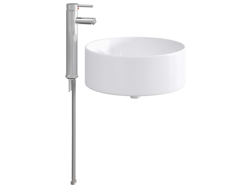  Lavabo de salle de bain avec robinet et évacuation chrome shl3453  - Conforama A