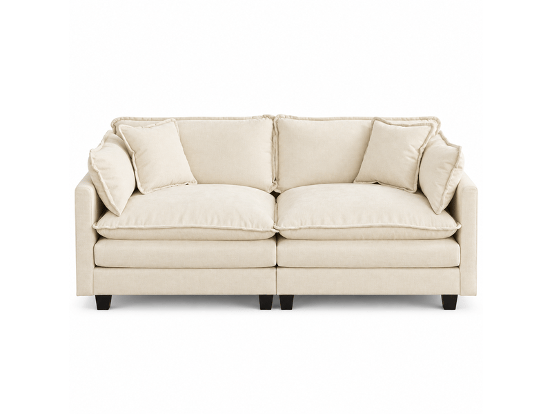  Canapé droit 2 places 195 × 75 × 84 cm en chenille beige, assise souple IKSETERA TRADING LTD - Conforama A
