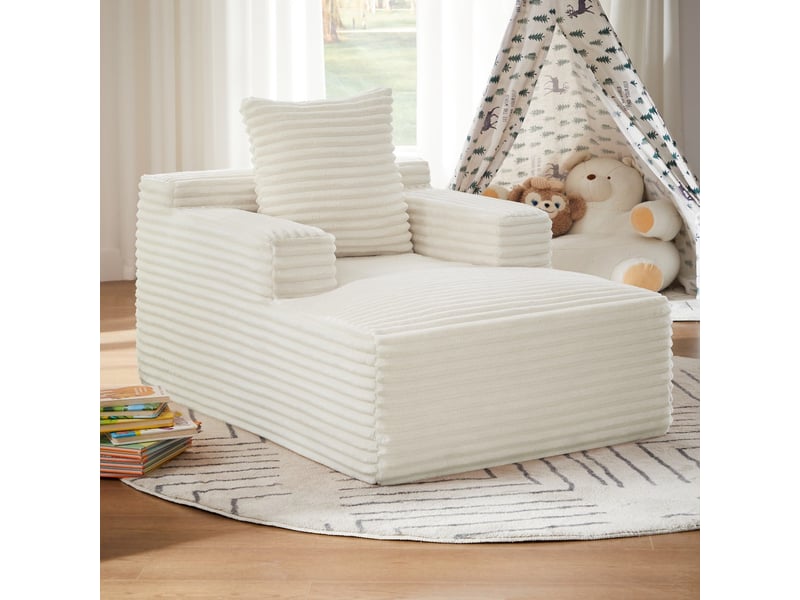  Chaise longue canapé en velours côtelé - méridienne confortable sans montage fauteuil relax de salon et bureau 1 place - beige  - Conforama D