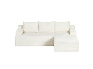 Canapé d'angle réversible convertible <strong>BIQZUYA</strong> <strong></strong> 4 places Velours côtelé beige avec coffre de rangement
