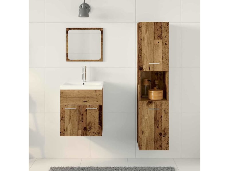 Ensemble de mobilier de salle de bain 4 pièces bois ancien cf64541 - Conforama D