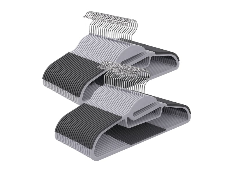  Lot de cintres antidérapants pour chemises robe pantalon 22,5 x 41,5 x 0,5 cm en abs noir 13_0017835  - Conforama A