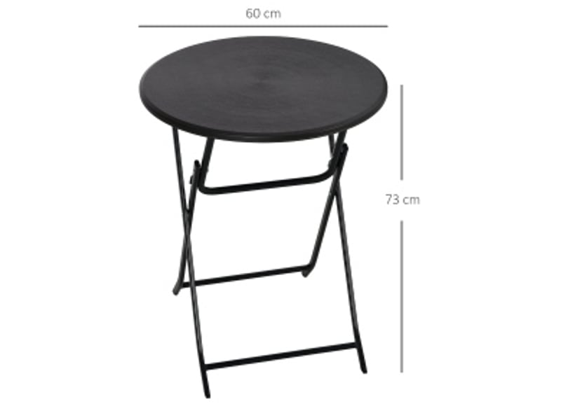  Table de jardin bistrot pliante ronde pour 4 personnes, plateau aspect bois et structure acier, gris foncé, ø60 × 73 cm  - Conforama C