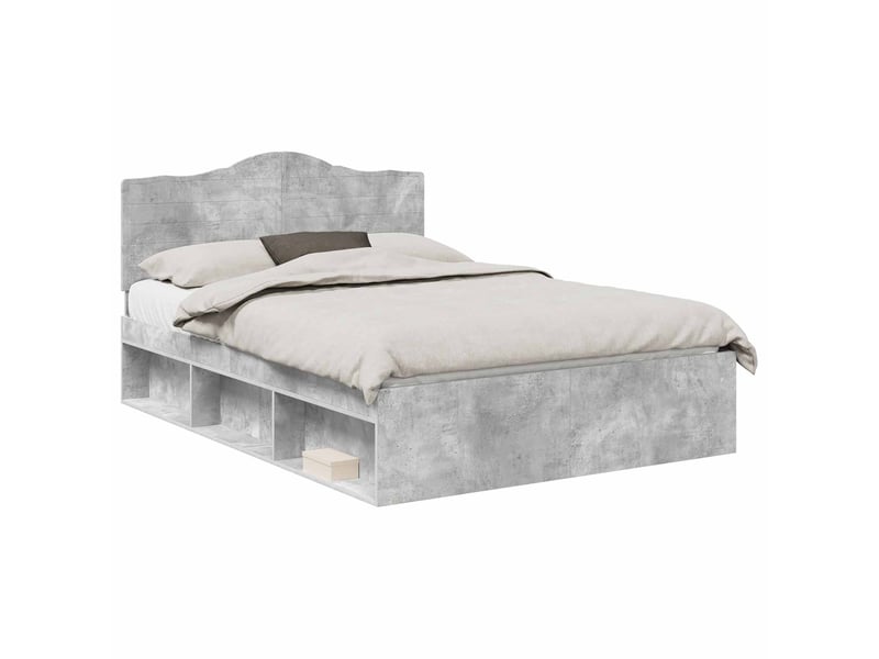  Lit double- lit adulte -  cadre de lit avec tête de lit béton 140 x 190 cm pin massif  - Conforama A