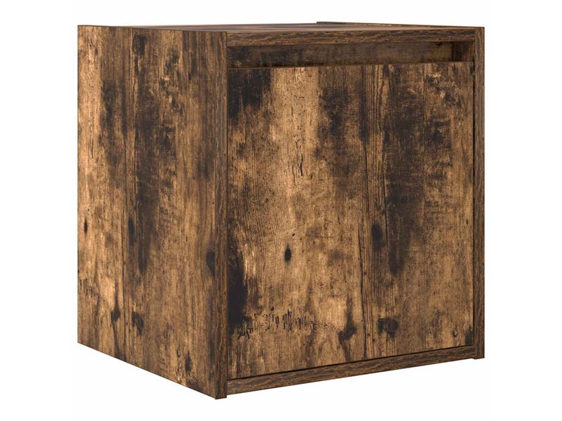  Table de chevet - cabinet de chevet - table de nuit murale chêne fumé 38x34x40 cm  - Conforama A