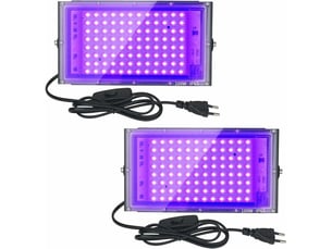 Un ensemble de 2 projecteurs led uv 100w – éclairage uv adapté aux aquariums, aux fêtes et aux spectacles – longueur d'onde 395-400, noir