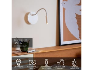 Applique murale led magnétique rechargeable blanche - lucide - jolijn