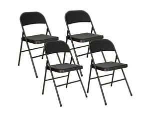 Lot de 4 chaises pliantes 45x46x78 cm en métal noir, muni de repose-pieds, assise et dossier rembourrés
