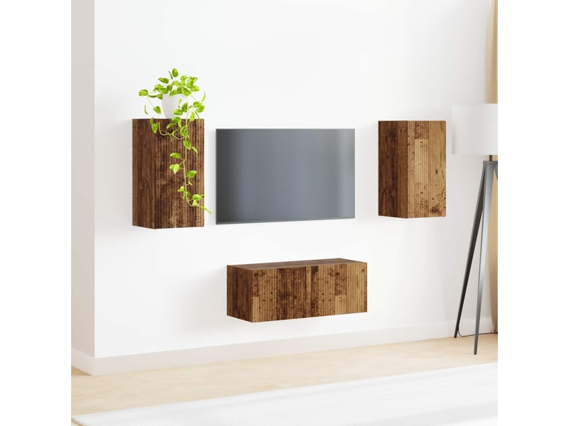  Ensemble meuble tv - banc tv - meuble de rangement 2 pcs bois ancien bois d'ingénierie  - Conforama D