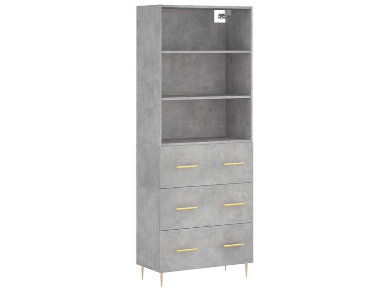  Buffet haut - bahut - meuble de rangement gris béton 69,5x34x180 cm bois d'ingénierie  - Conforama A