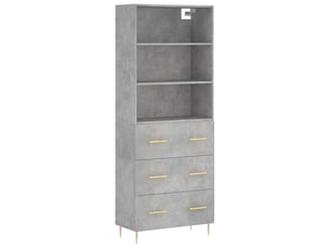 Buffet haut - bahut - meuble de rangement gris béton 69,5x34x180 cm bois d'ingénierie