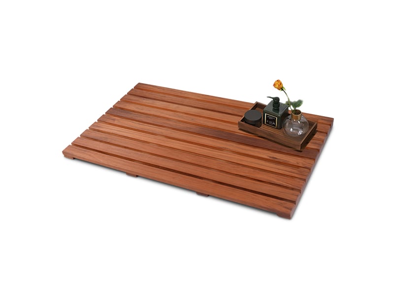  Tapis de bain en bois de teck, 80 x 48 cm, enroulable, avec pieds en caoutchouc antidérapants pour baignoire, sauna et spa.  - Conforama A