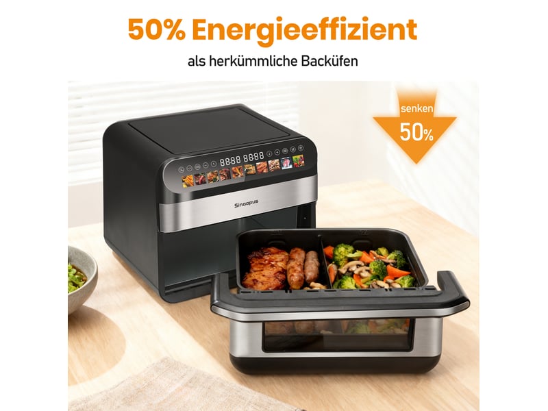  Friteuse à air 10 l double chambre avec contrôle indépendant noir  - Conforama B