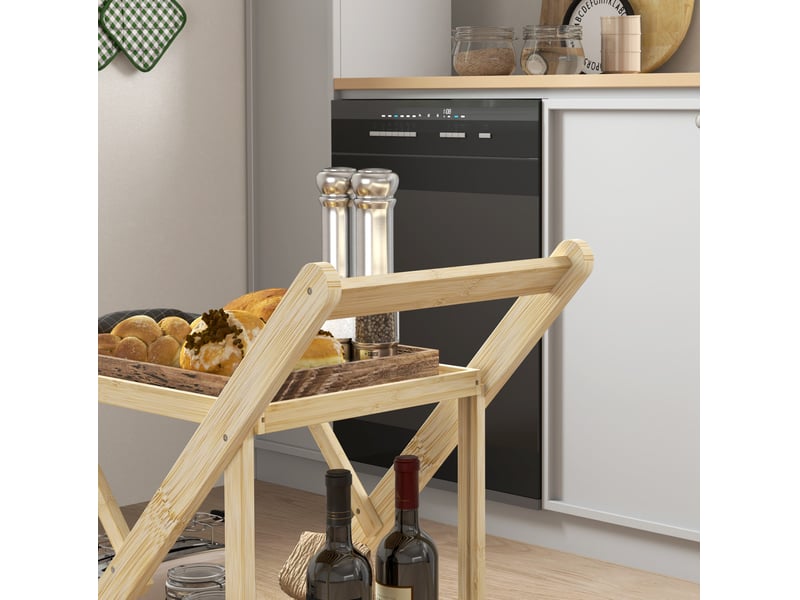  Desserte 66x40x70 cm pliable à roulettes naturel  - Conforama D