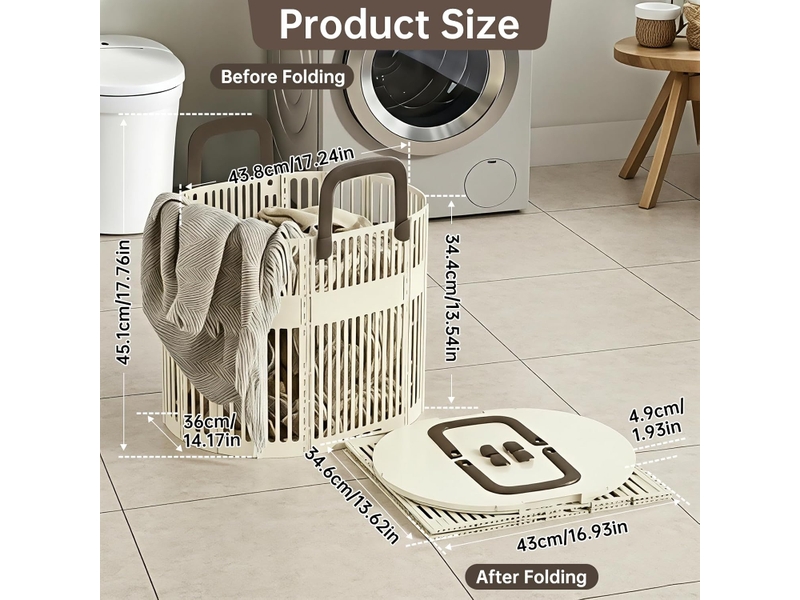 Panier a linge pliable grand, 43l corbeille a linge avec manipuler, panier rangement légère plastique, collapsible laundry basket pour salle de bain - Conforama B
