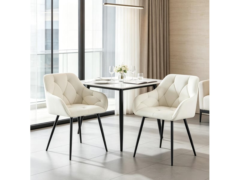  Chaise de salle à manger 45,5x45x83,5 cm dossier ergonomique velours crème  - Conforama E