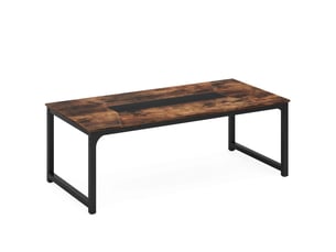 Table à manger industrielle en métal et bois marron rustique et noir 180x90x77 cm