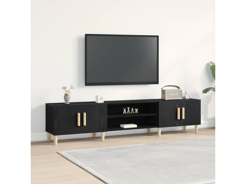  Meuble tv - banc tv - meuble de rangement 180 x 31,5 x 40 cm chêne noir bois d'ingénierie  - Conforama B