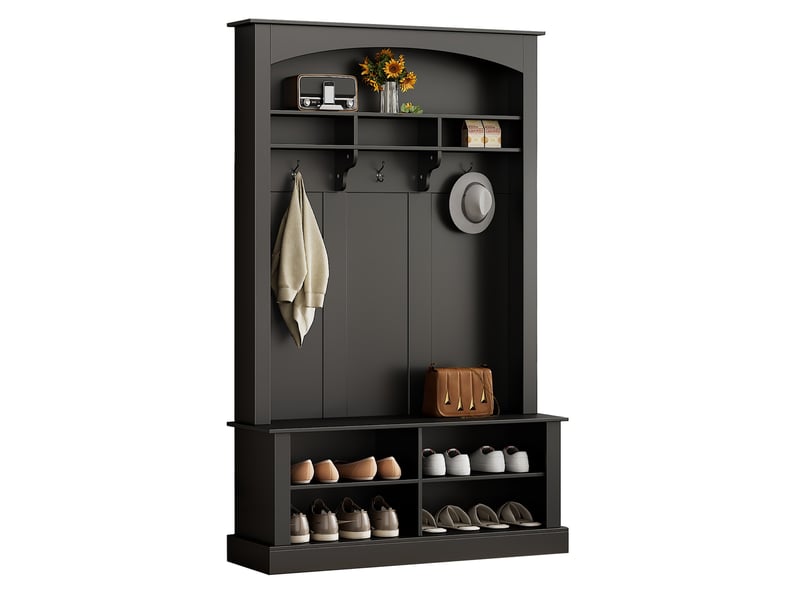 Portemanteau avec banc et rangement noir 120 x 190 cm en mdf - Conforama D