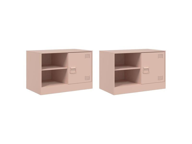  Lot de 2 meuble tv bas salon rose 67x39x44 cm acier shl52386  - Conforama A