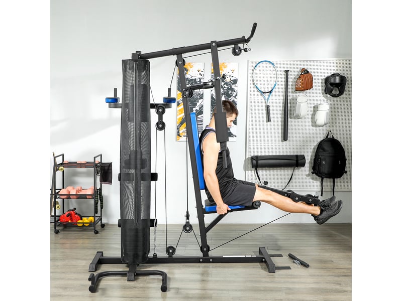Station de musculation multi-équipement - collaboration aosom.fr x ffhandball - 10 contrepoids - bleu - Conforama D