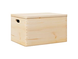 Boîte de rangement, coffre avec couvercle et poignées bois de pin massif shl81590