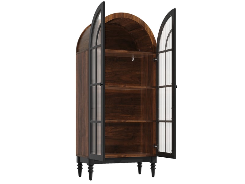 Lot de 2 armoires hautes vitrées 152x35.5x165 cm en mdf noir - Conforama D