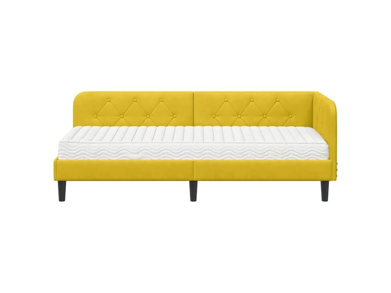  Lit simple- lit adulte -  cadre de lit d'angle jaune 80 x 200 cm velours  - Conforama D