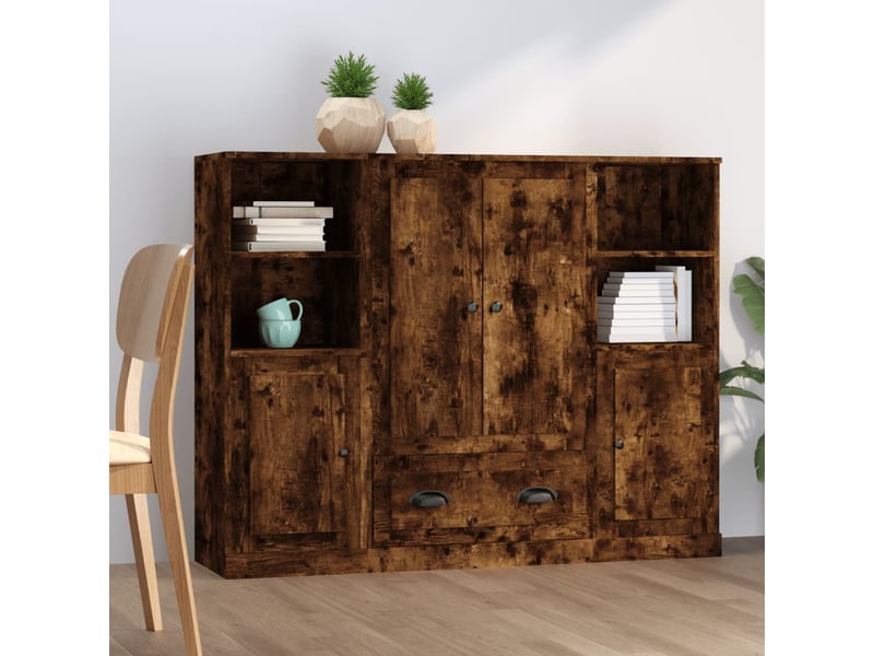  Buffets 3 pcs - bahut - meuble de rangement chêne fumé bois d'ingénierie  - Conforama B