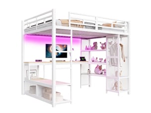 Lit mezzanine 140x200 cm <strong></strong>  <strong></strong> coloris blanc
