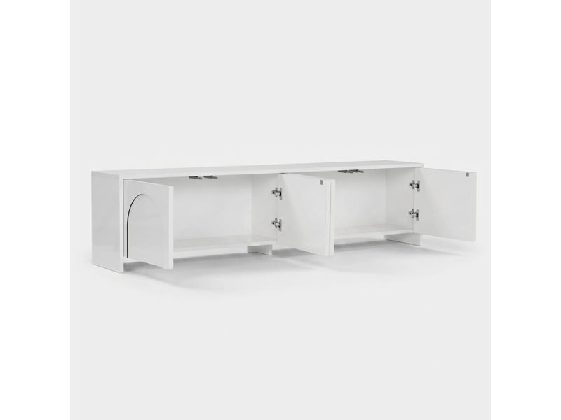  Support tv mobile moderne de 180 cm avec portes aurelia - blanc  - Conforama C