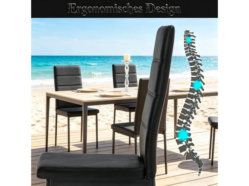  Chaises polyvalentes à dossier haut - parfaites pour lecture, café et salle à manger, lot de 4, installation sur place  - Conforama E