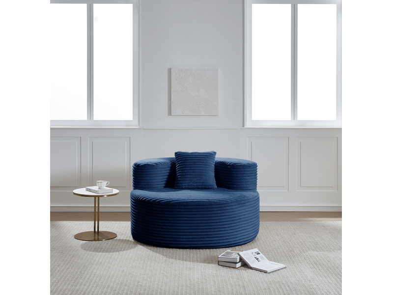  Fauteuil lounge modenvie en velours côtelé bleu 112 x 105 x 59 cm  - Conforama D