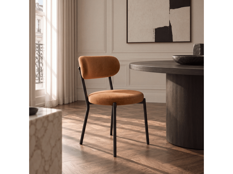  Lot de 2 chaises en tissu tramé toucher doux terracotta bailey SC66VTTC - Conforama B